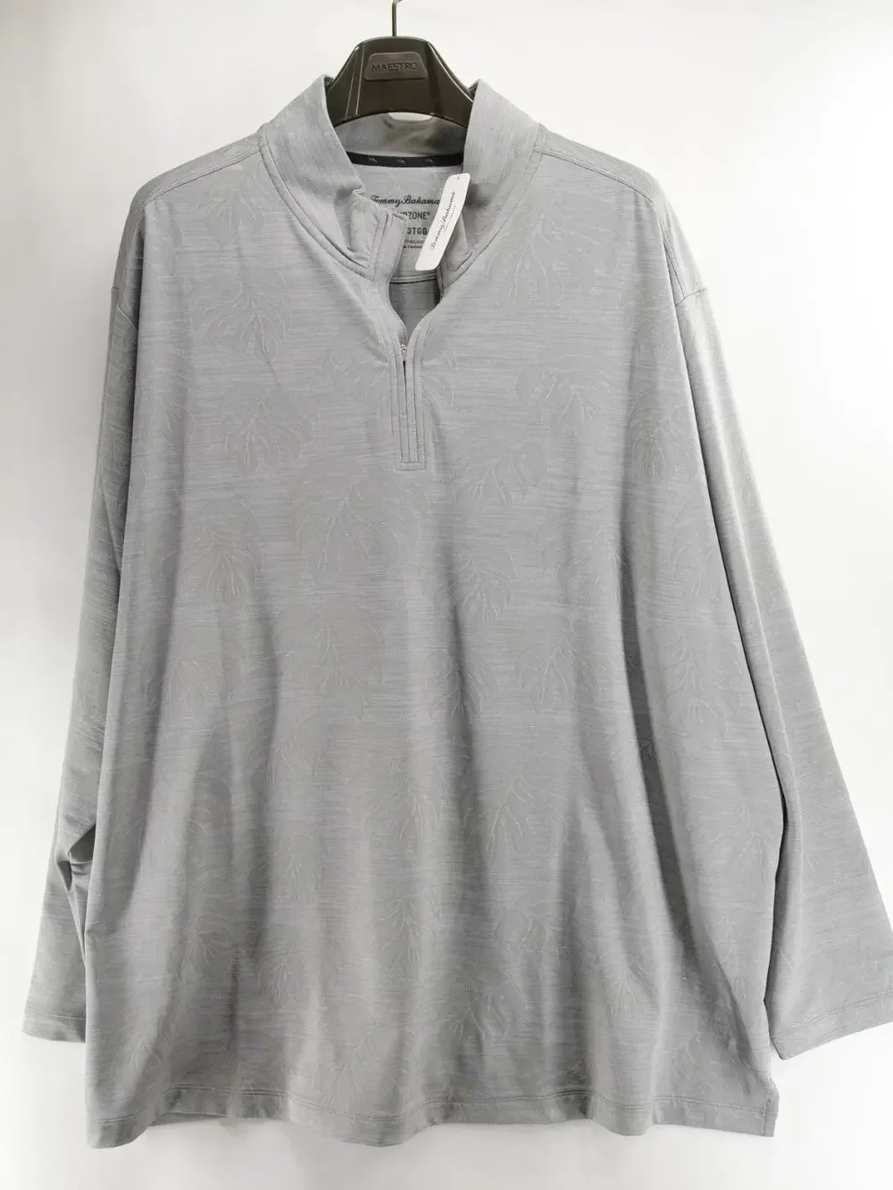 NWT Tommy Bahama Men 3XLBMonstera Fade IslandZone 1/2Zip Pullover Ultimate Gray